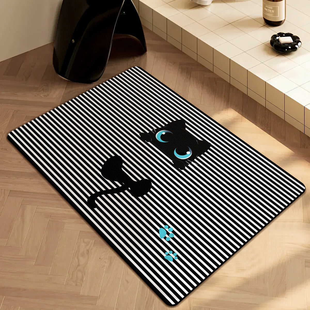 Japanese-style simple shower room door, absorbent floor mat household entrance, entrance cat floor mat solid color bathroom door mat