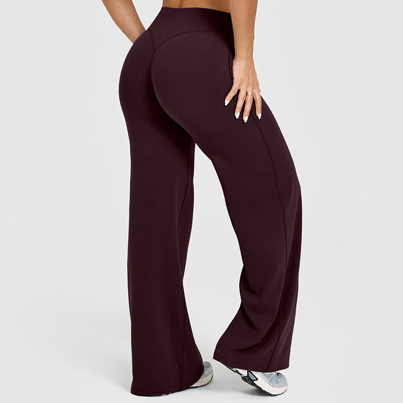 Loose Straight Leg Yoga Pants for Women High Waist Tummy Control Breathable Fitness Leggings