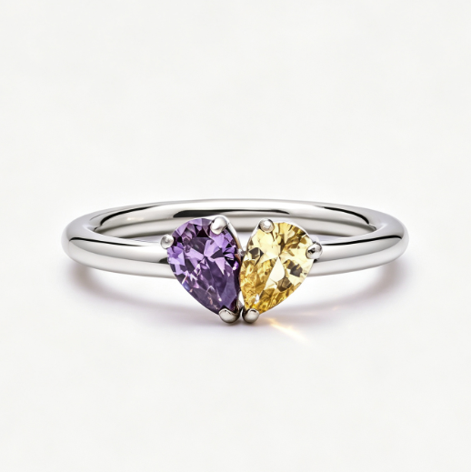 Stainless steel double-stone ring for women