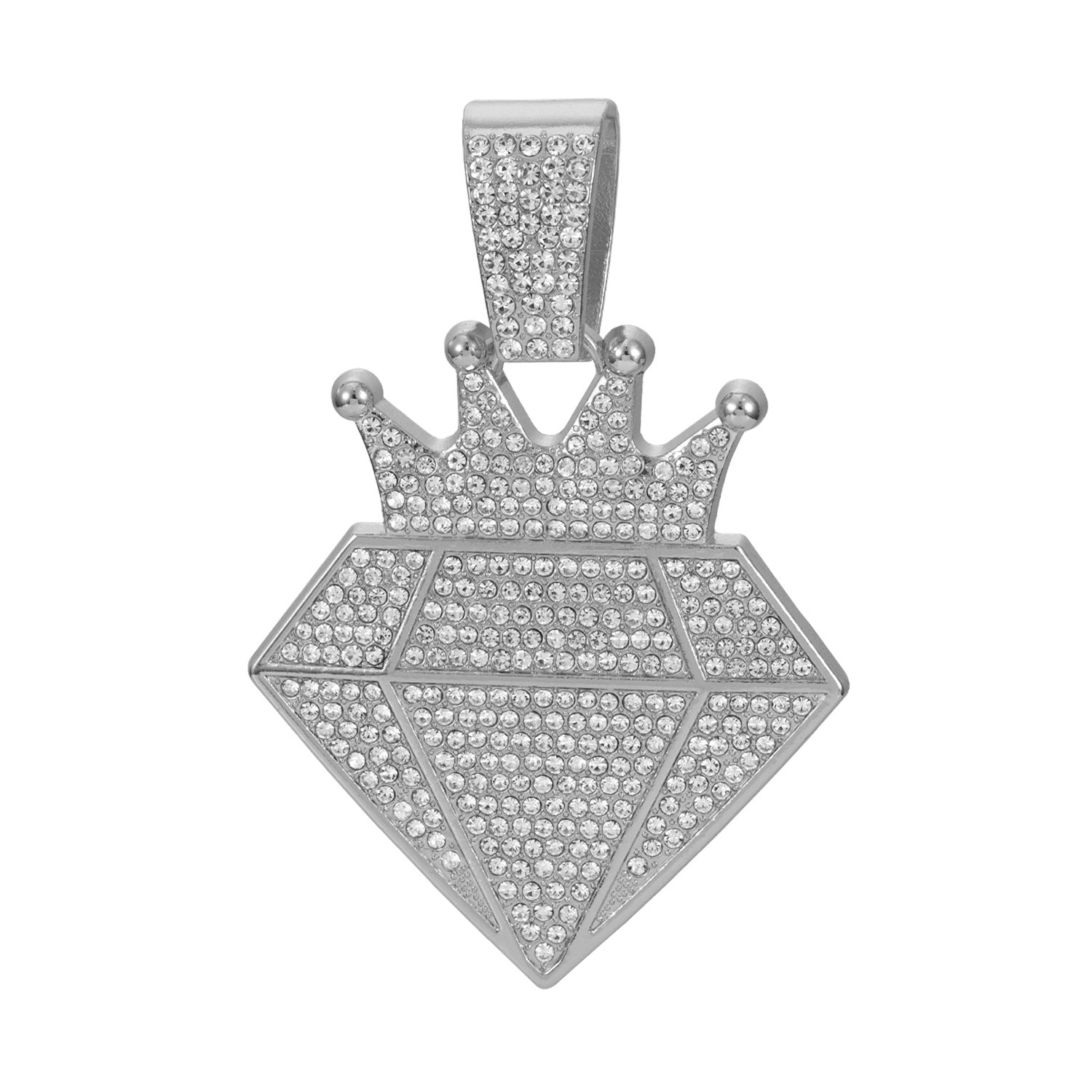 alloy diamond studded crown diamond Cuban necklace pendant