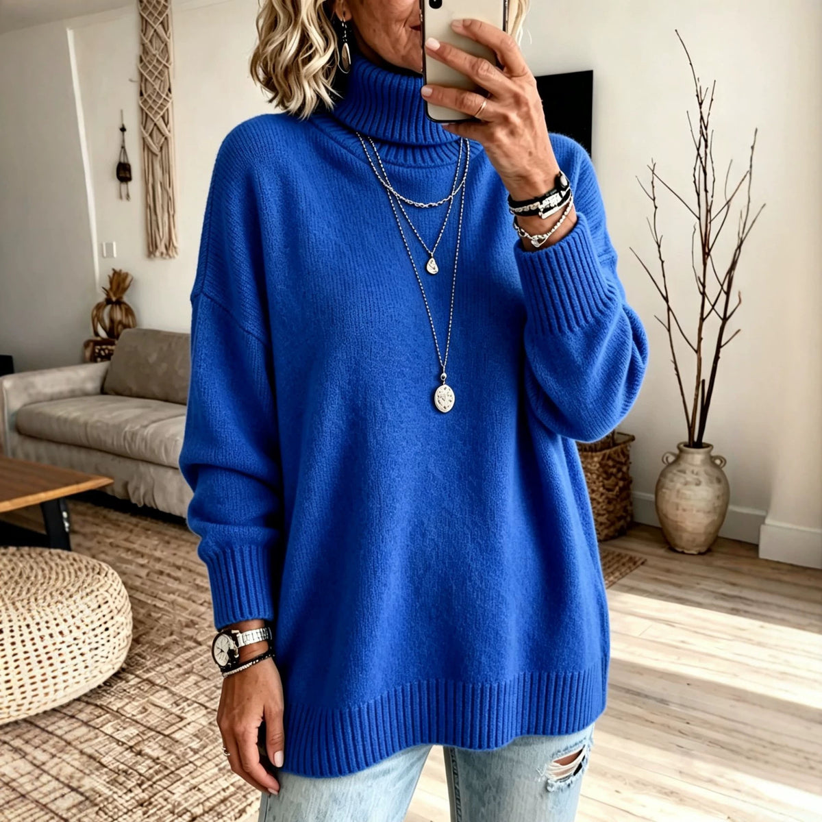 Women's High-Neck Knit Sweater