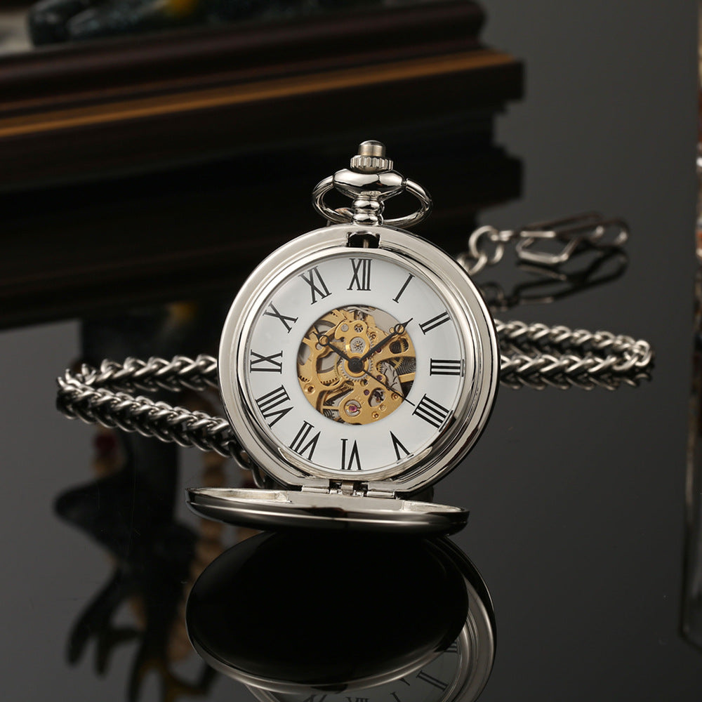 Double-opening two-sided mechanical pocket watch