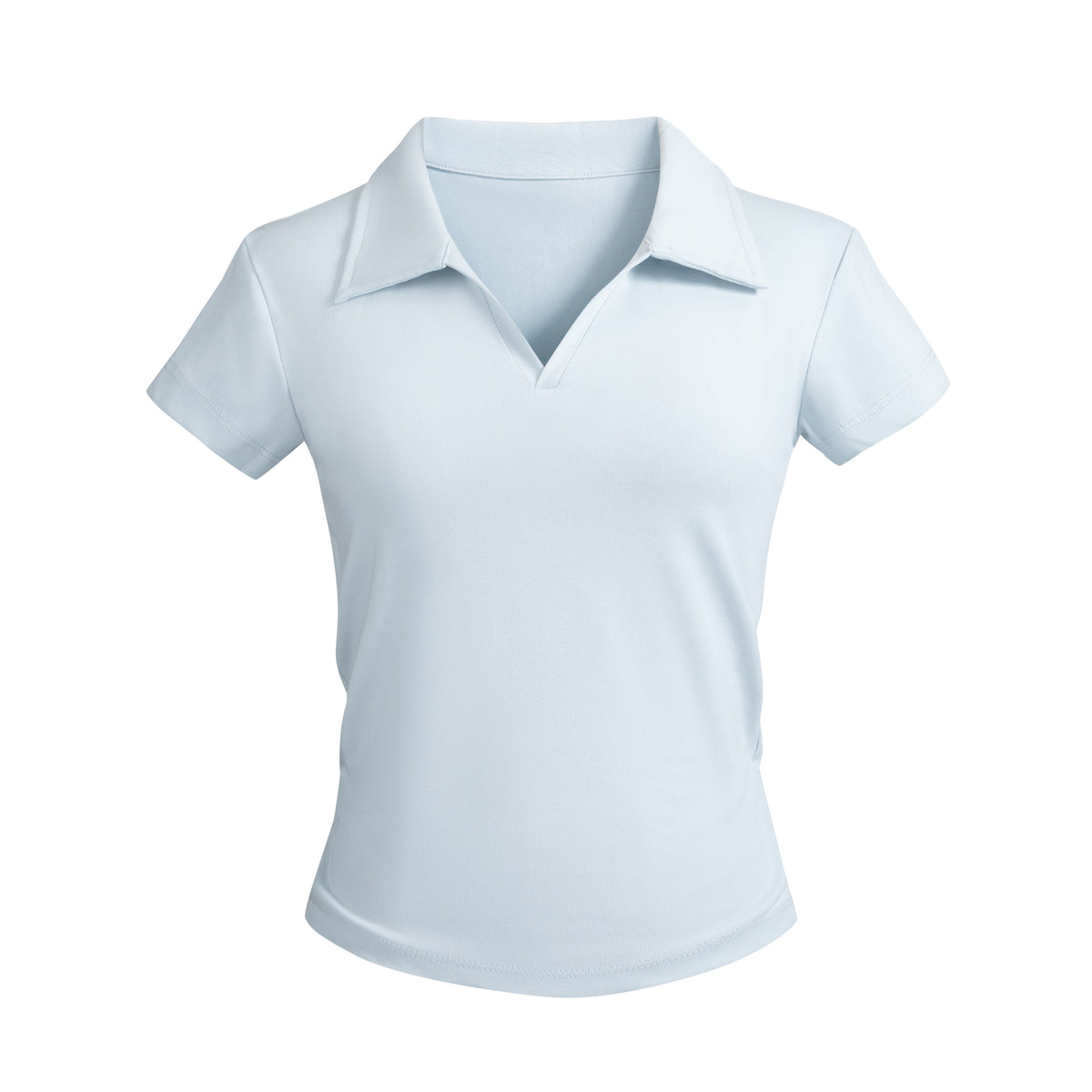 Small V-Neck,Short Fit, Waist-Cinching, Slim Fit Short-sleeve T-shirt