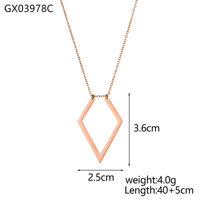 Geometric Ring Holder Necklace Titanium Steel Gold Plated