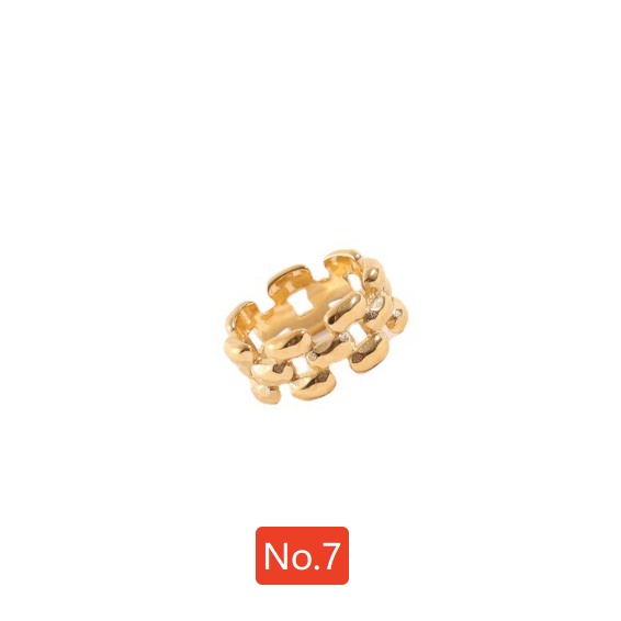 Titanium Steel Gold Plated Chain Ring