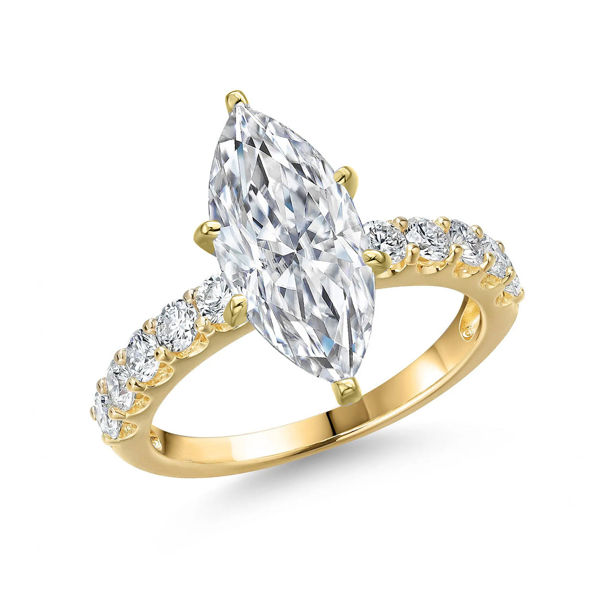 Marquise Cubic Zirconia Ring Copper Gold Plated Stackable Jewelry