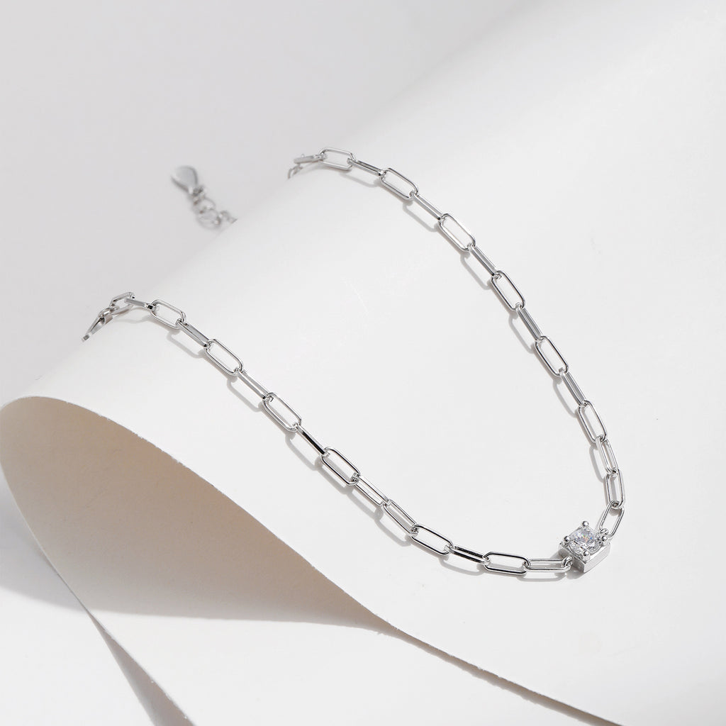 Geometric Moissanite Silver Bracelet