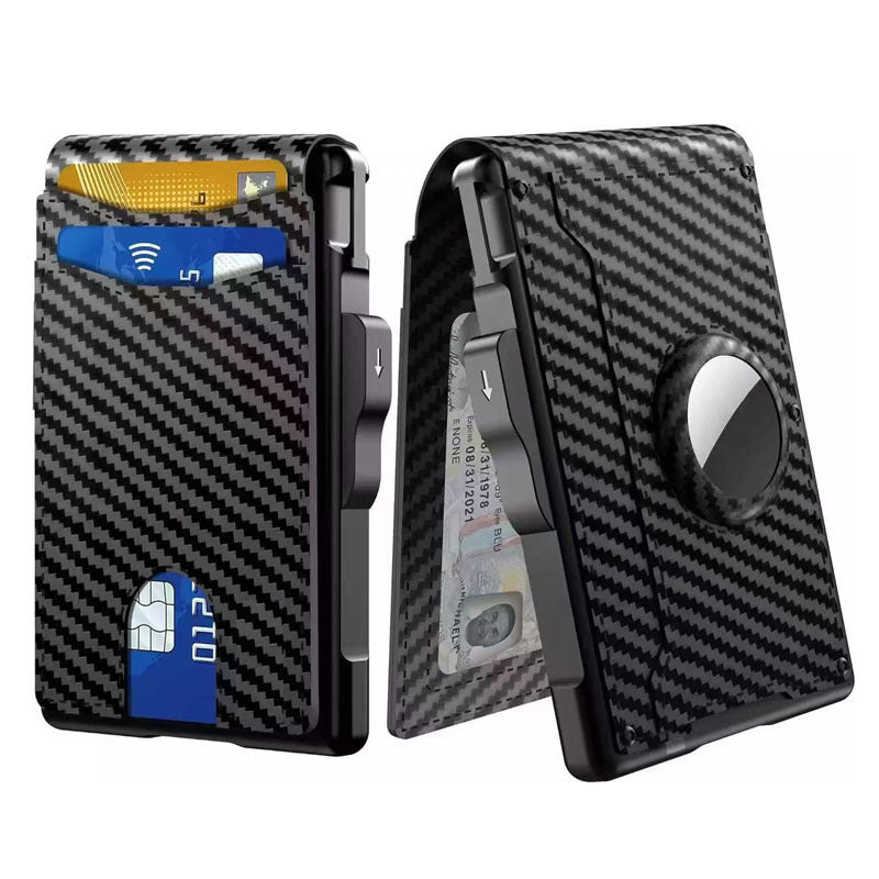 Men's Card Holder, Metal Anti-Magnetic Anti-Theft Automatic Card-Ejecting Wallet, Credit Card and Business Card Case Wallet