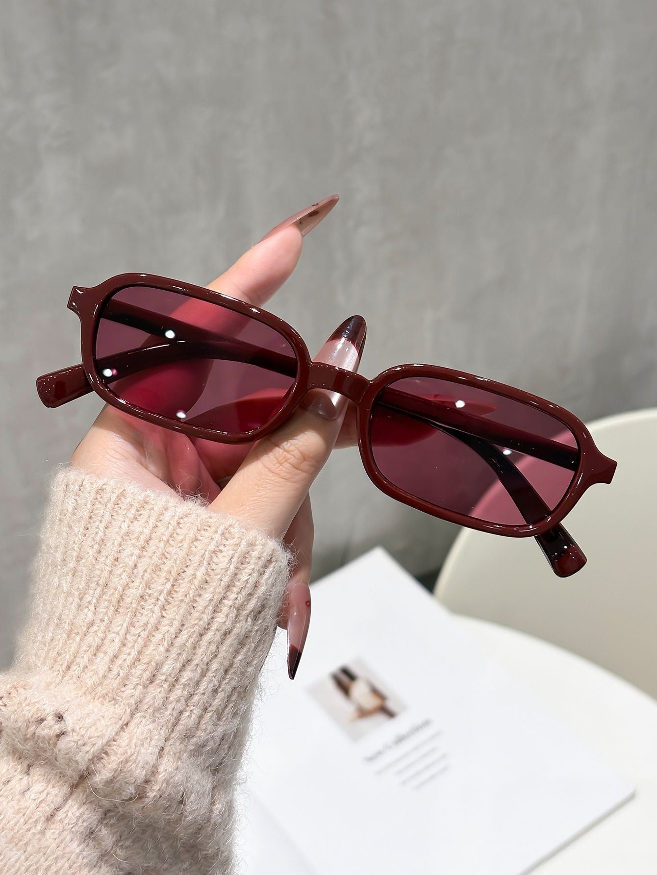 Cat-Eye Sunglasses for Women Men UV400 Protection Square Frame