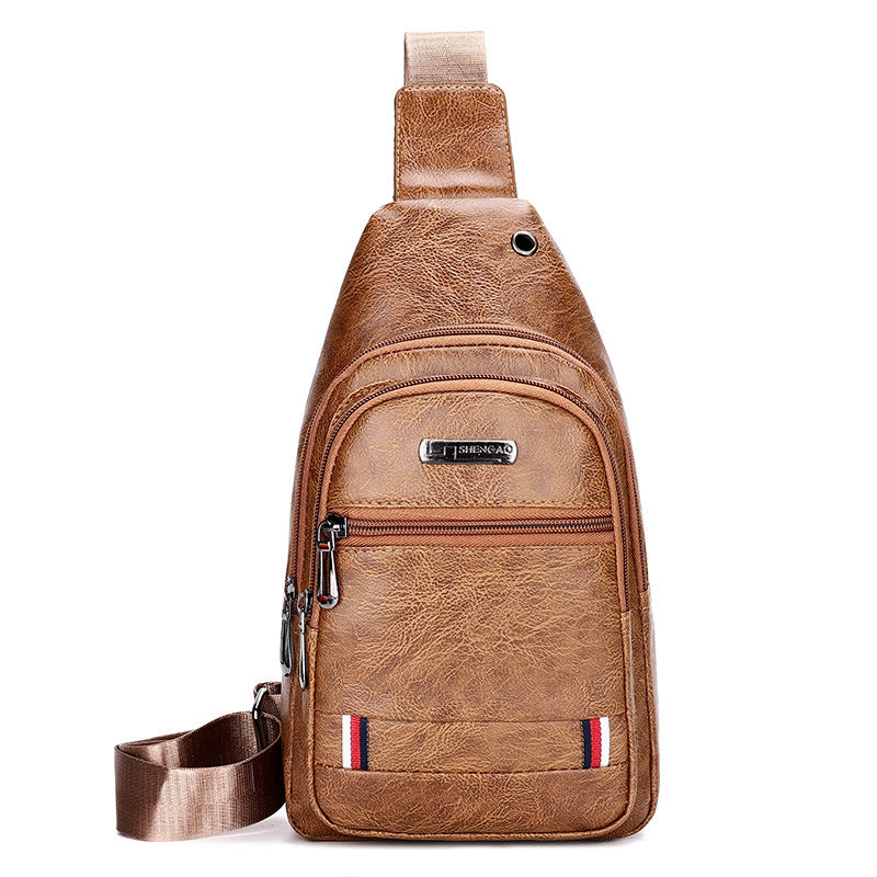 Mens PU Leather Crossbody Chest Bag