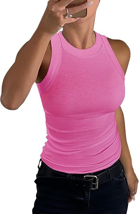 Womens Ribbed Racerback Tank Top
