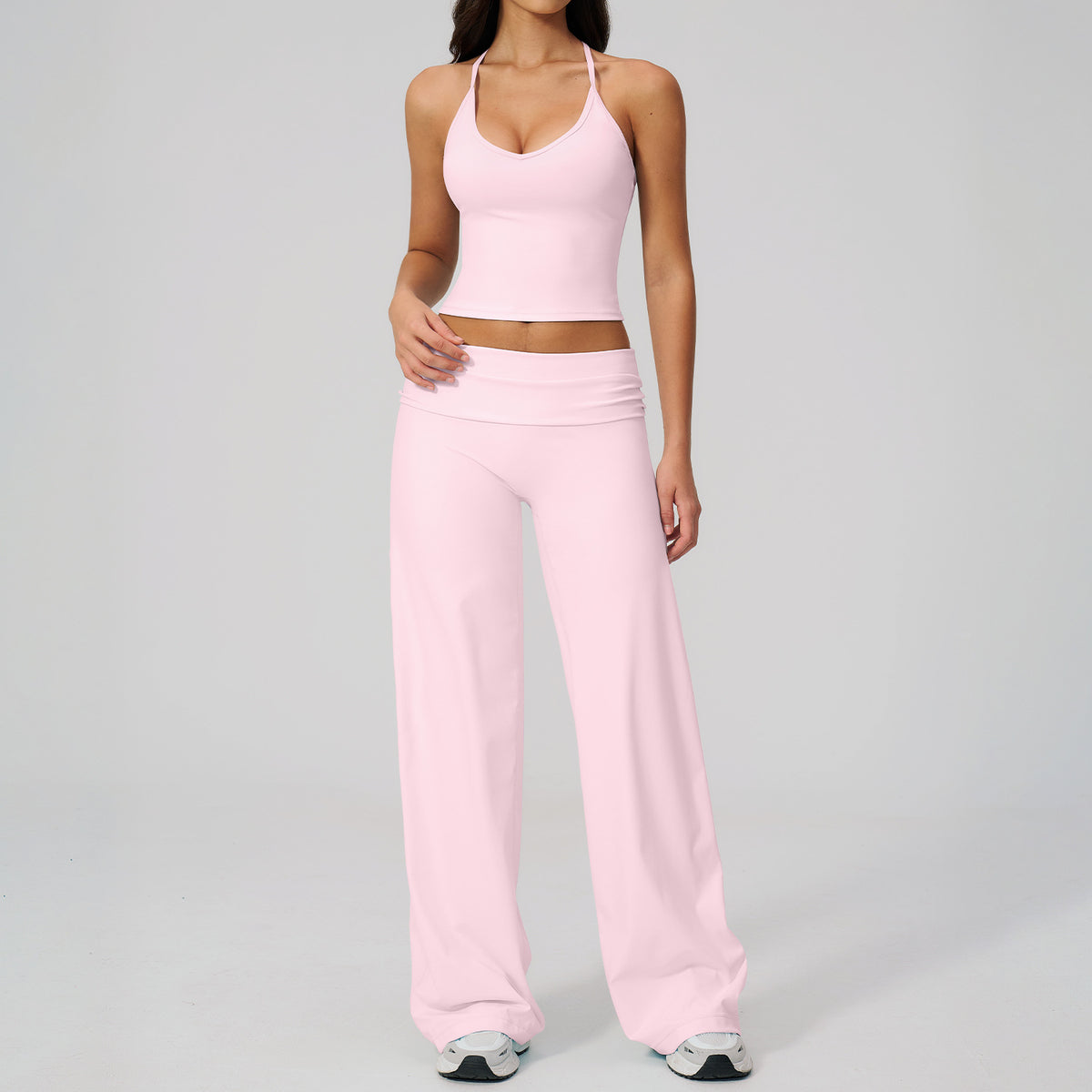 Women's Racerback Yoga Set with Wide-Leg Pants
