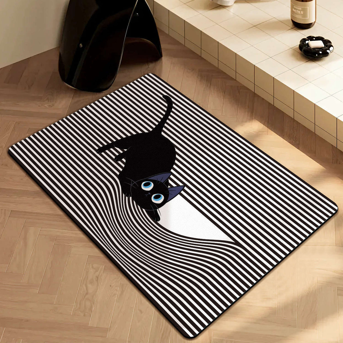 Japanese-style simple shower room door, absorbent floor mat household entrance, entrance cat floor mat solid color bathroom door mat