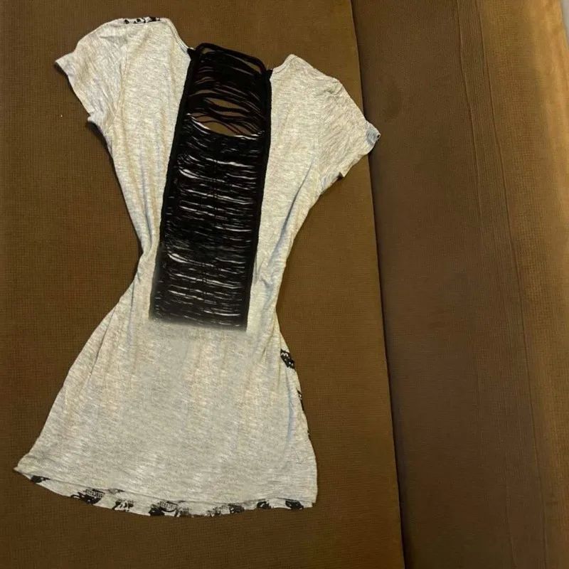 Printed Round Neck Short Sleeved Dress