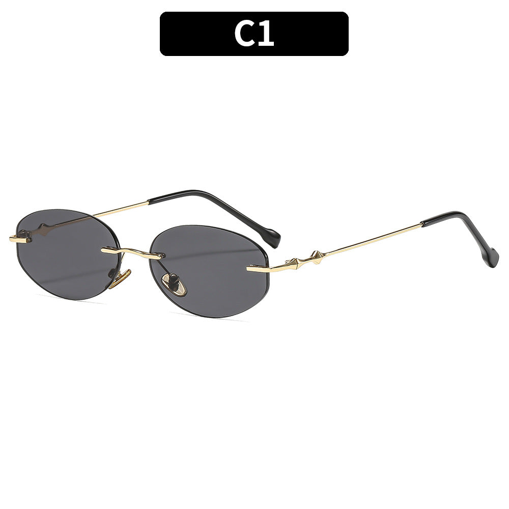 Frameless Oval UV400 Sunglasses
