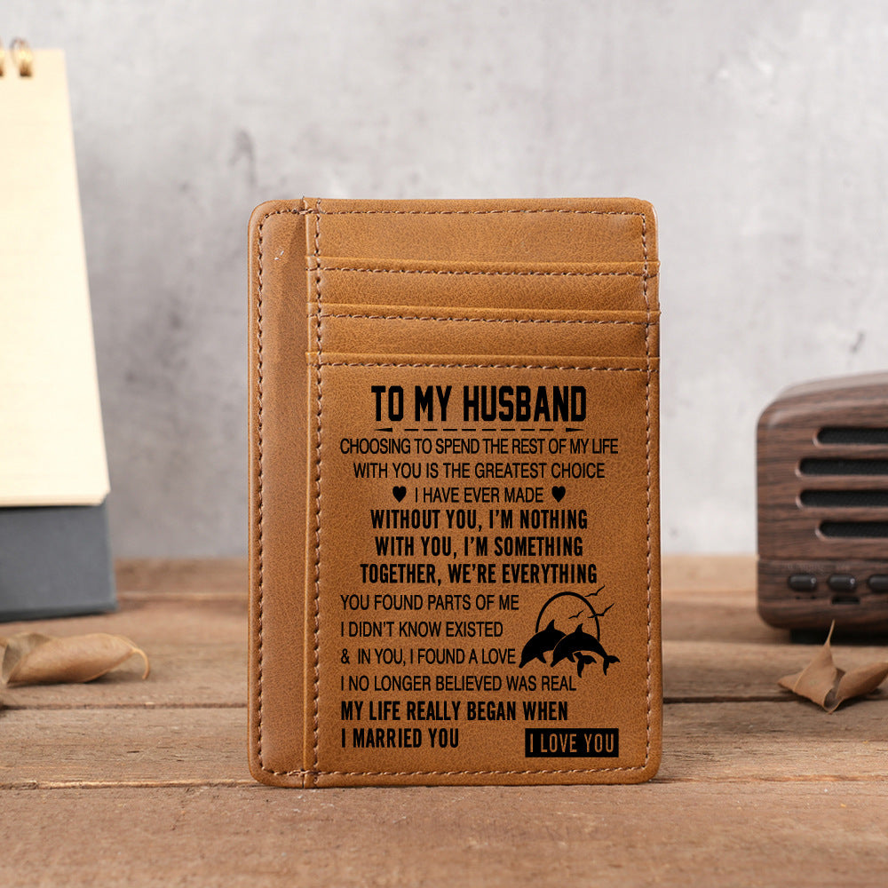 Ultra Thin Laser Engraved PU Leather Card Holder Wallet