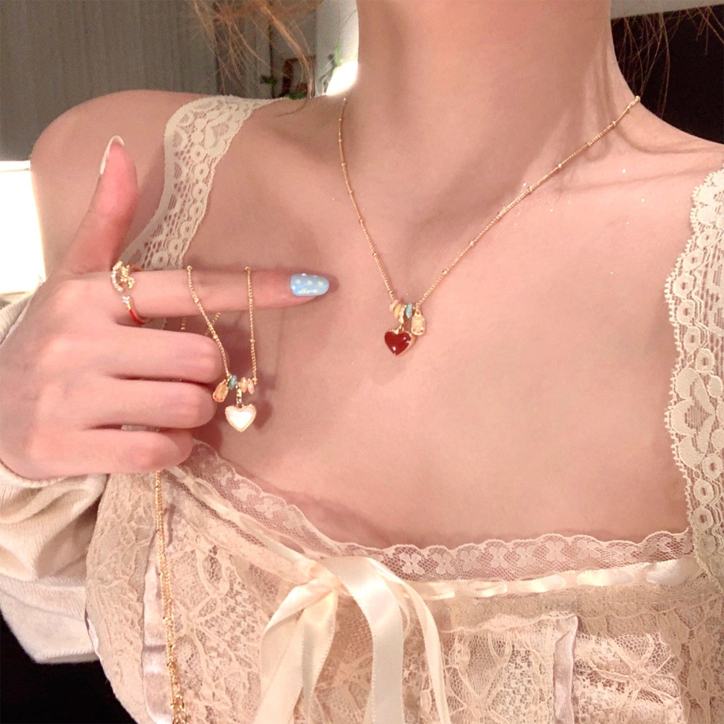 Red Glaze Heart Pendant Necklace