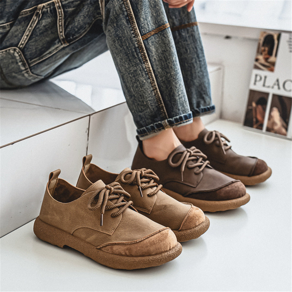 Mens Leather Casual Shoes Low Heel Comfort