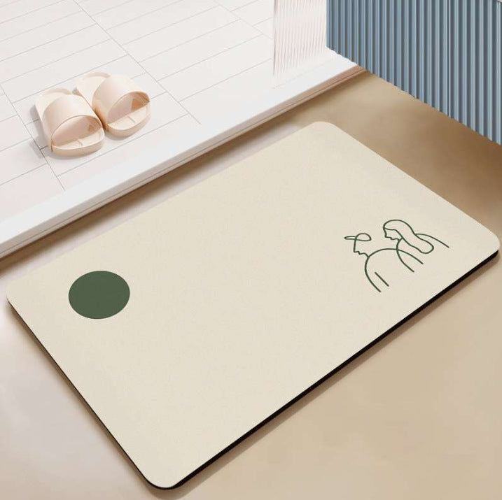 Japanese-style simple shower room door, absorbent floor mat household entrance, entrance cat floor mat solid color bathroom door mat