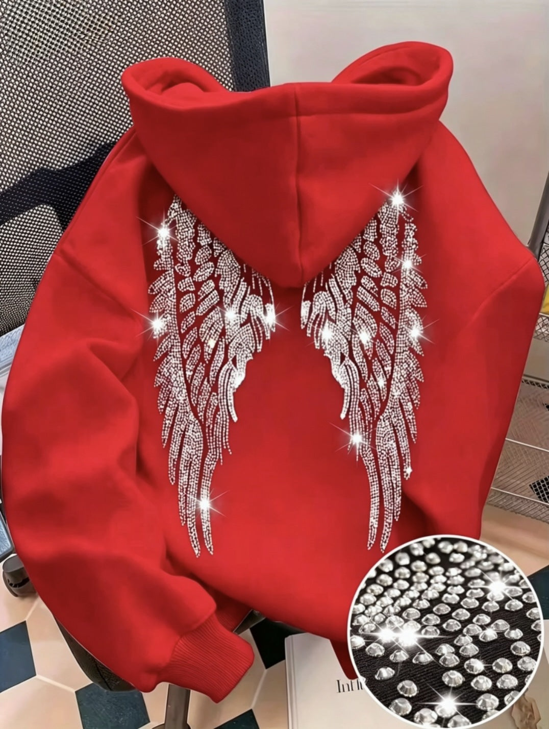 Women's long-sleeved printed hooded sweatshirt