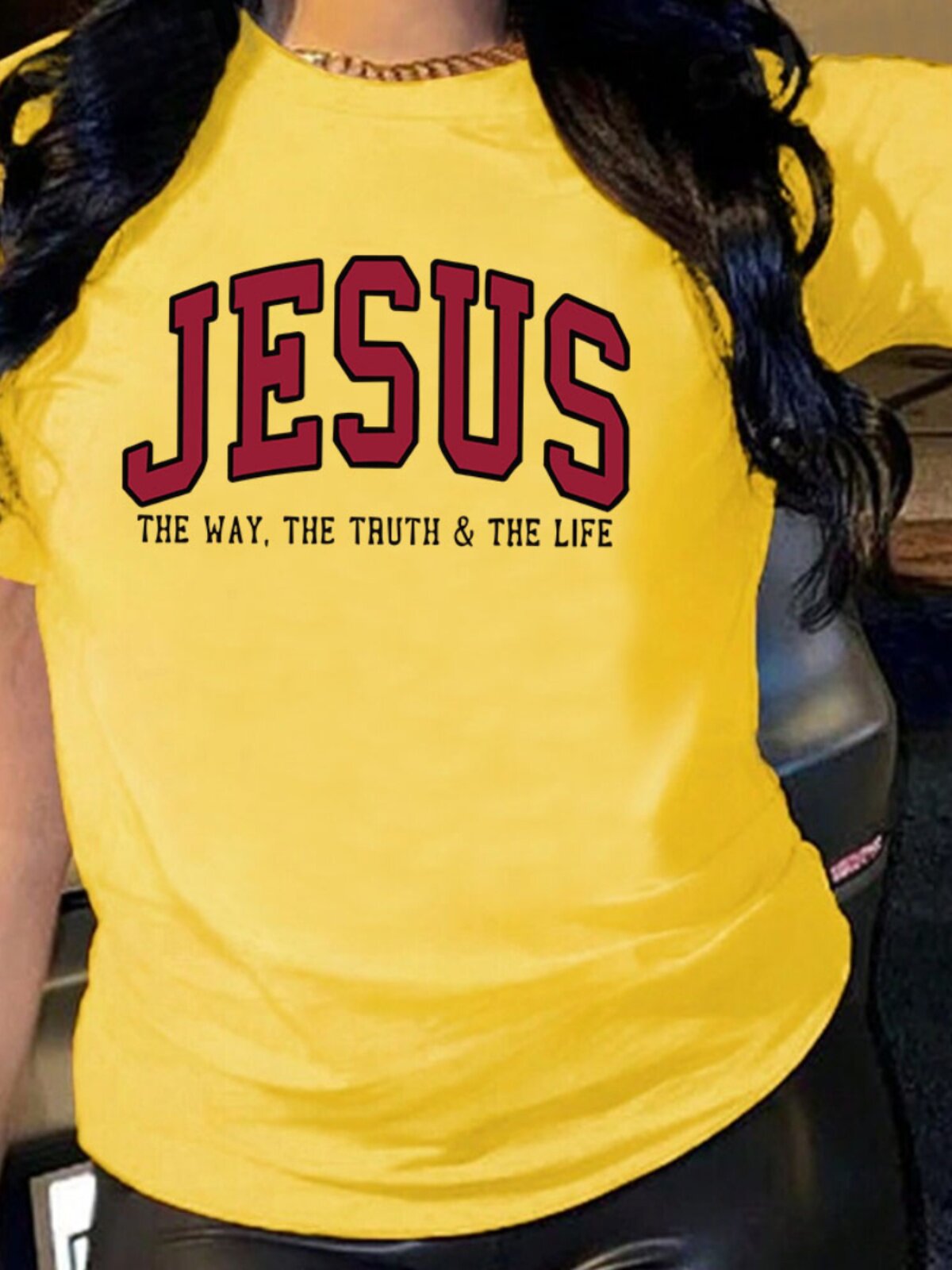 Jesus Letter Print Cotton Tshirt Loose Fit Short Sleeve Top