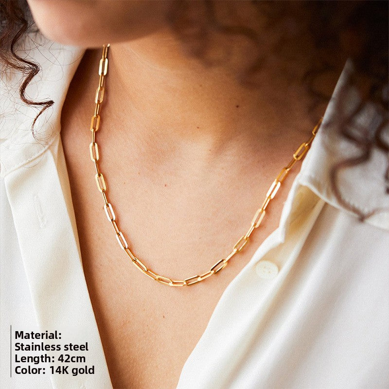 Stainless Steel Paperclip Chain Necklace