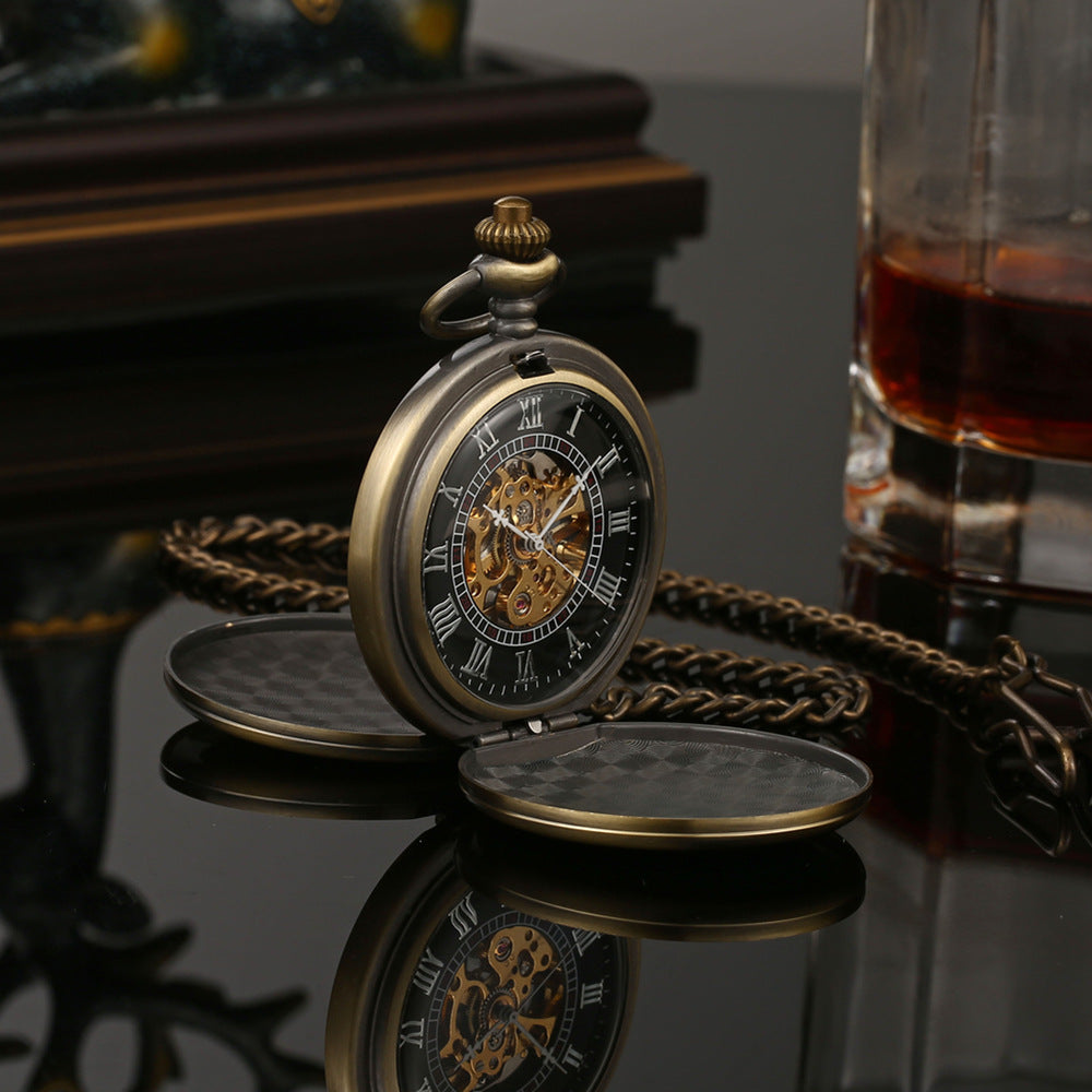 Double-opening two-sided mechanical pocket watch