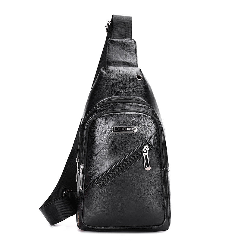 Mens PU Leather Crossbody Chest Bag