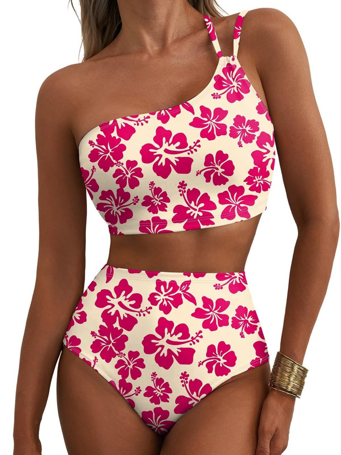Women's Floral Print High-Waisted Bikini Set