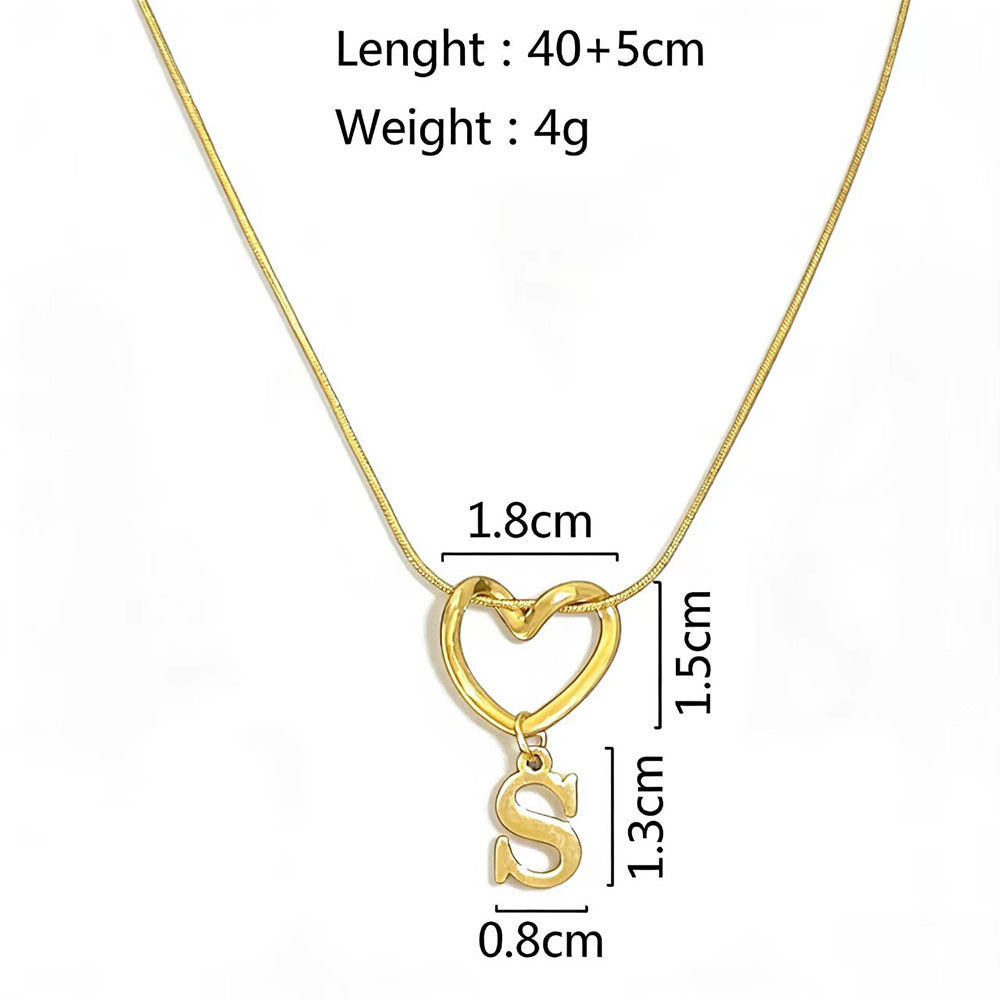 Fashion Alphabet Heart Pendant Necklace