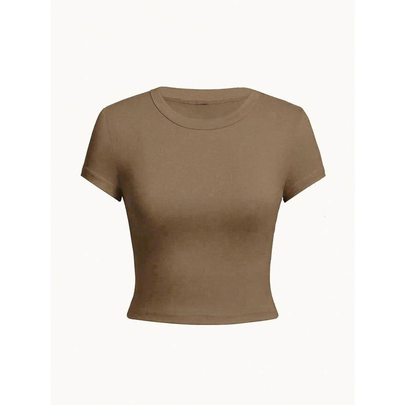 Fitted Round Neck Cotton T-Shirt