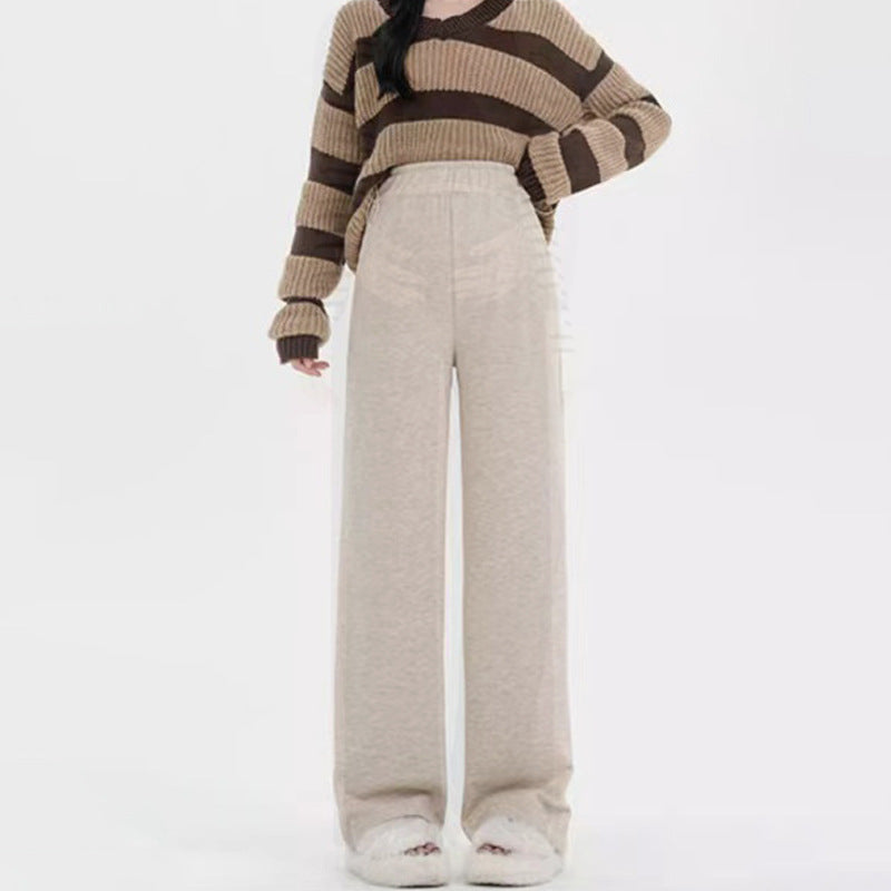 Maternity Wide-Leg Fleece-Lined Warm Leggings