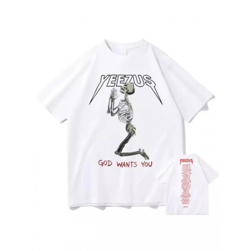 Oversized Skull Print Cotton T-Shirt