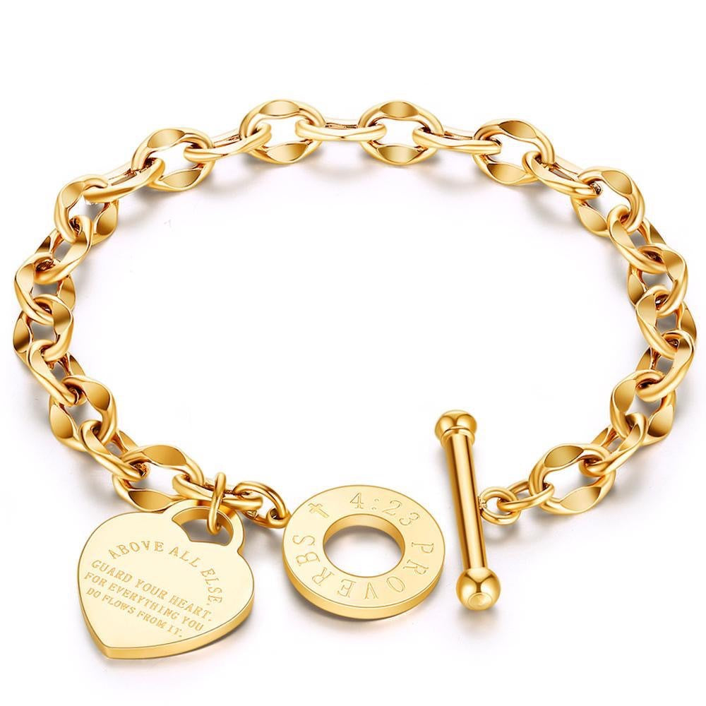 Lady OT Heart-shaped Titanium Steel Bracelet