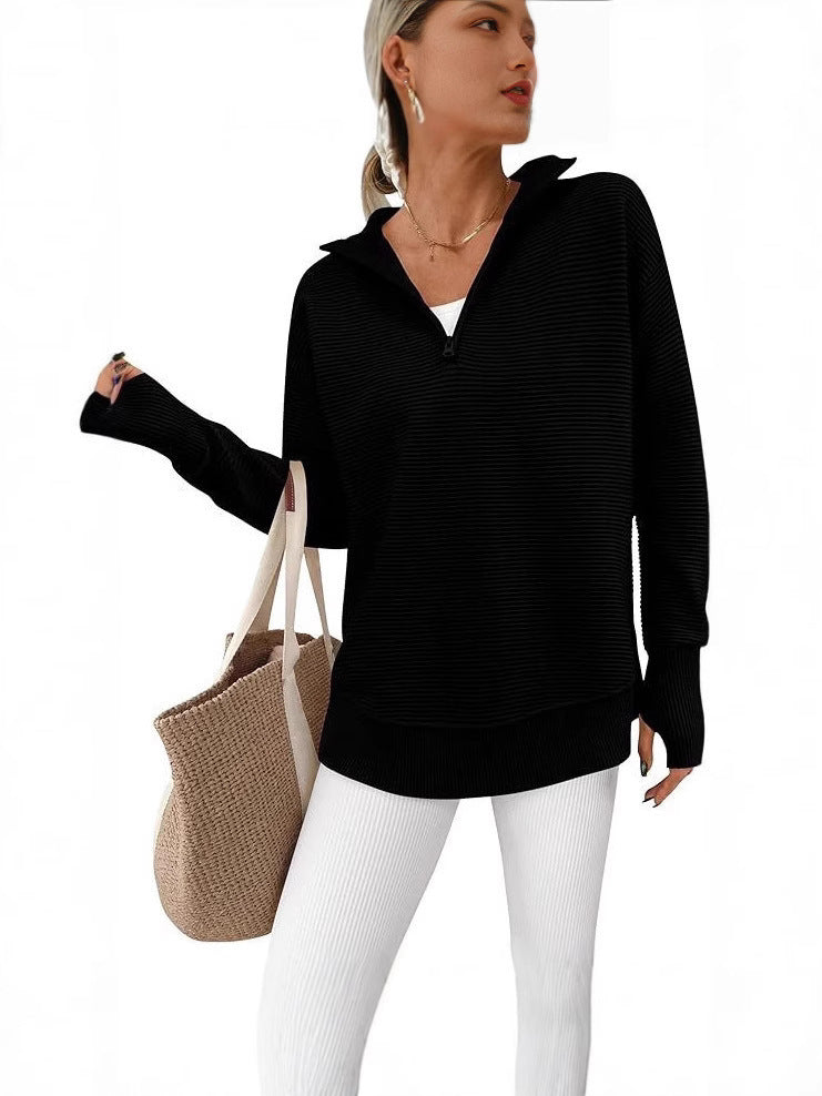 Ribbed Knitted Sweater Pullover for Women