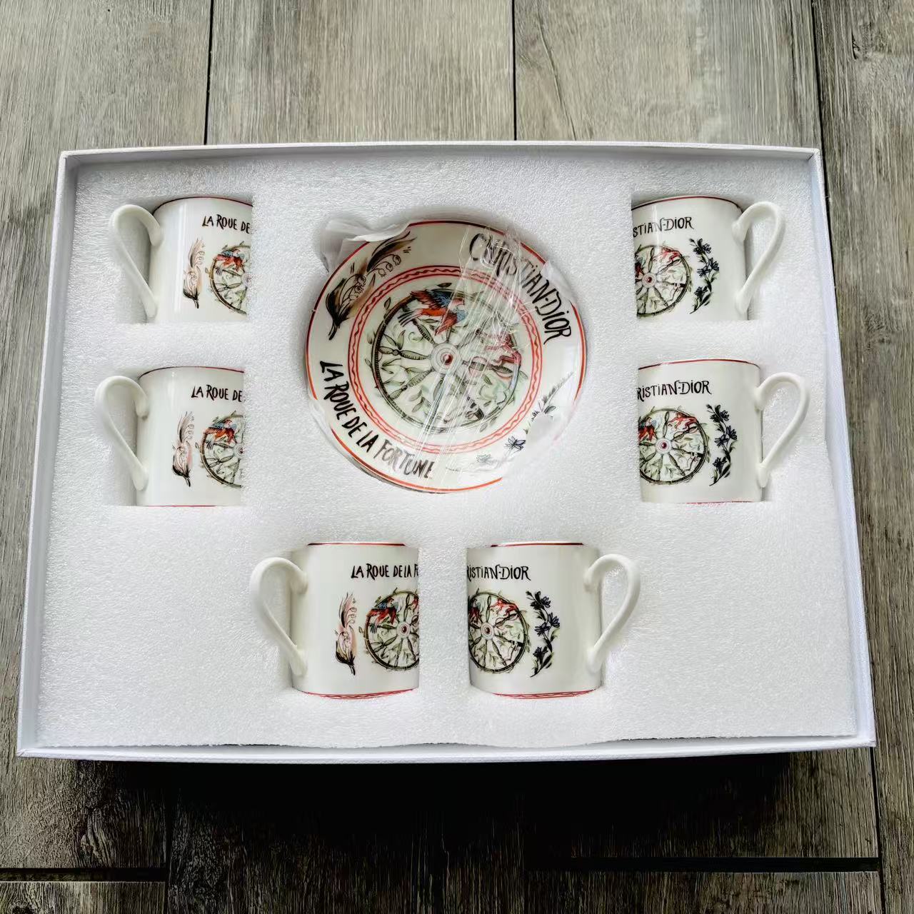 European Retro Ceramic Coffee Cup and Saucer Set
