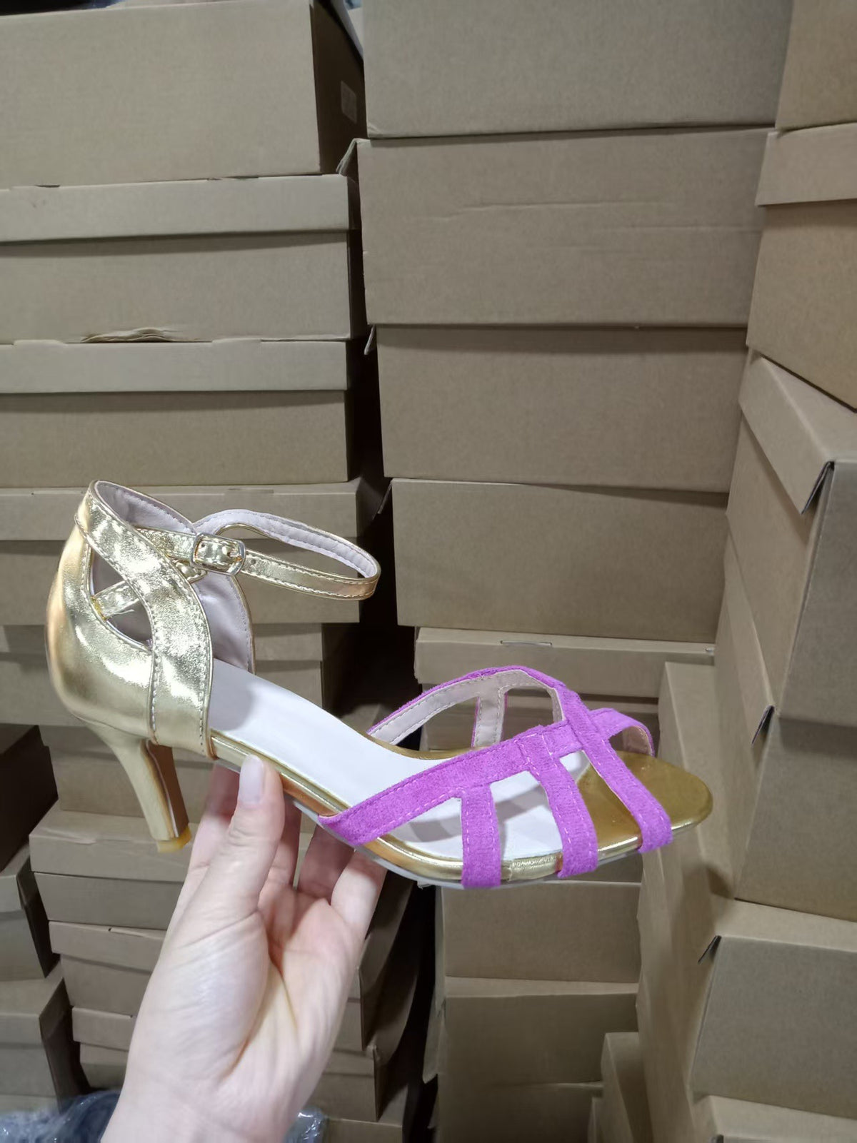 Summer high-heeled fashionable fish-mouth multi-color bag and sandals