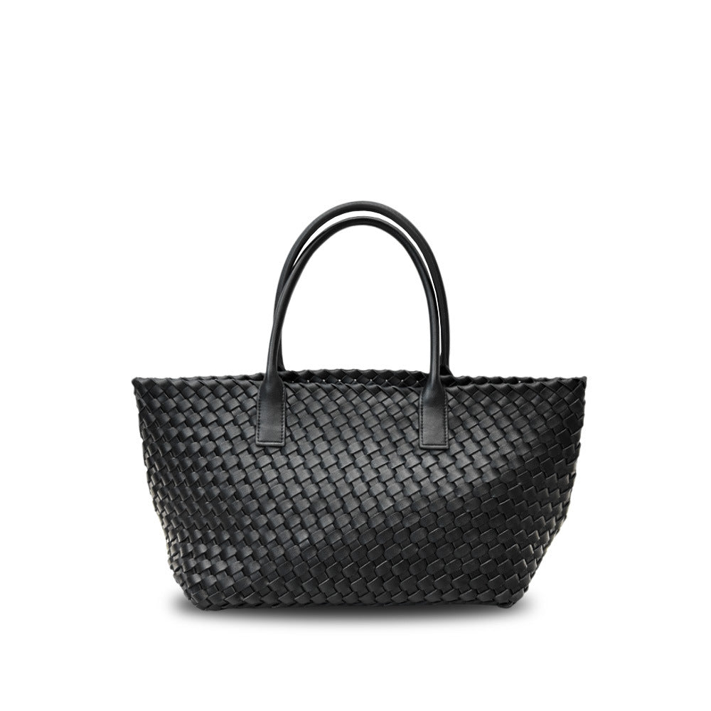 Genuine Leather Woven Tote Bag