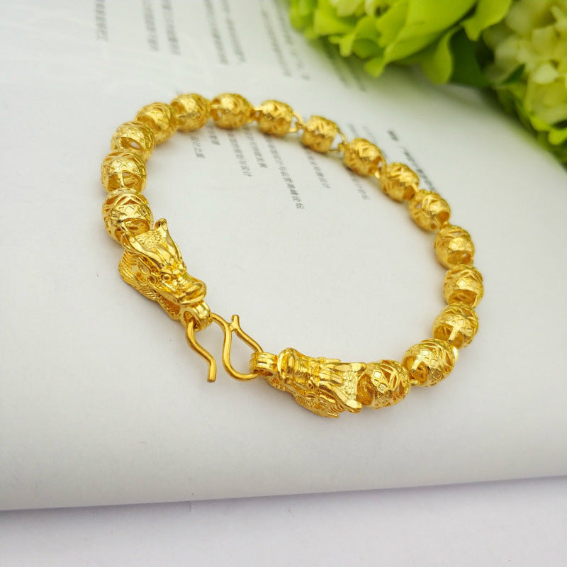 Vintage Dragon Head Gold Bracelet Unisex Hollow Design