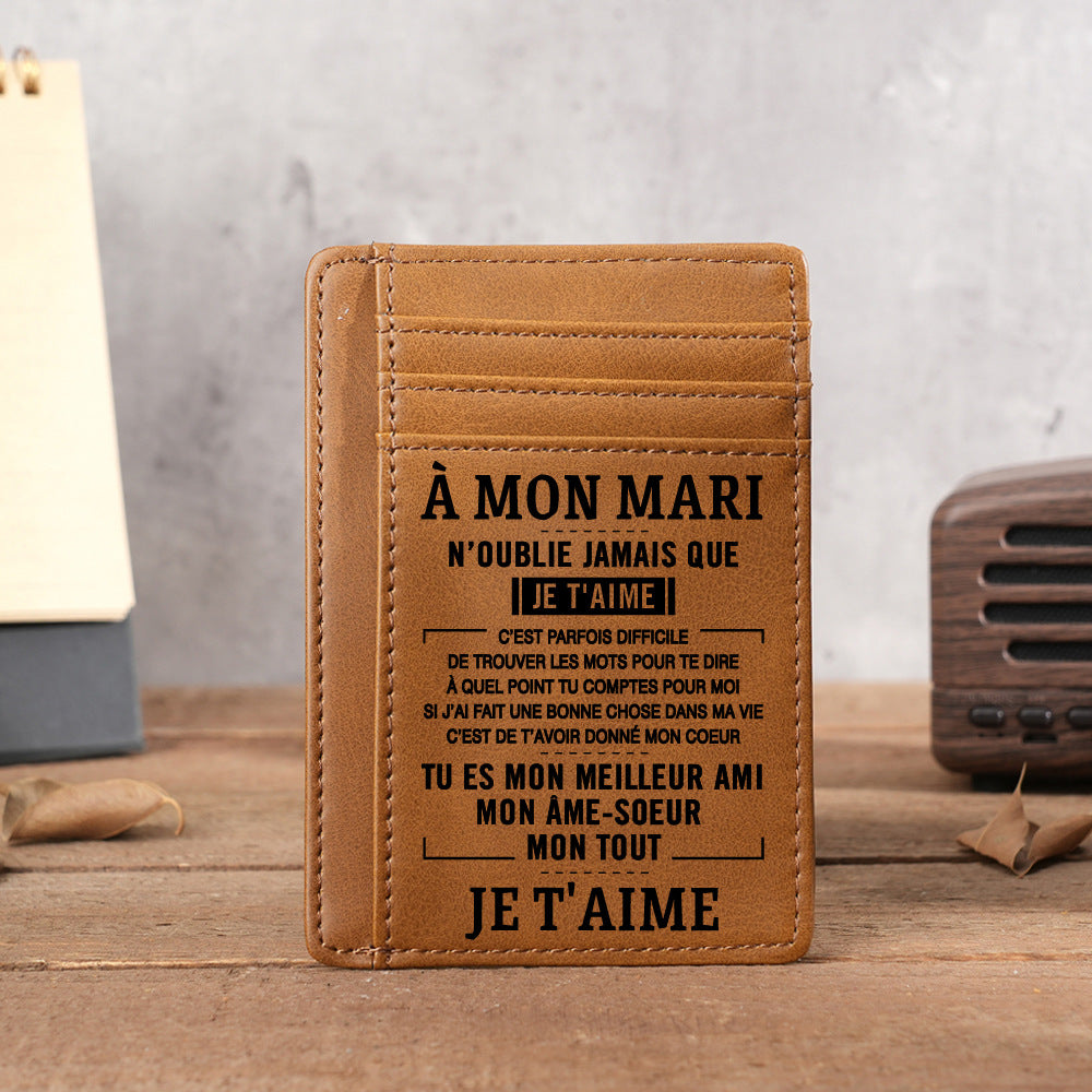 Ultra Thin Laser Engraved PU Leather Card Holder Wallet
