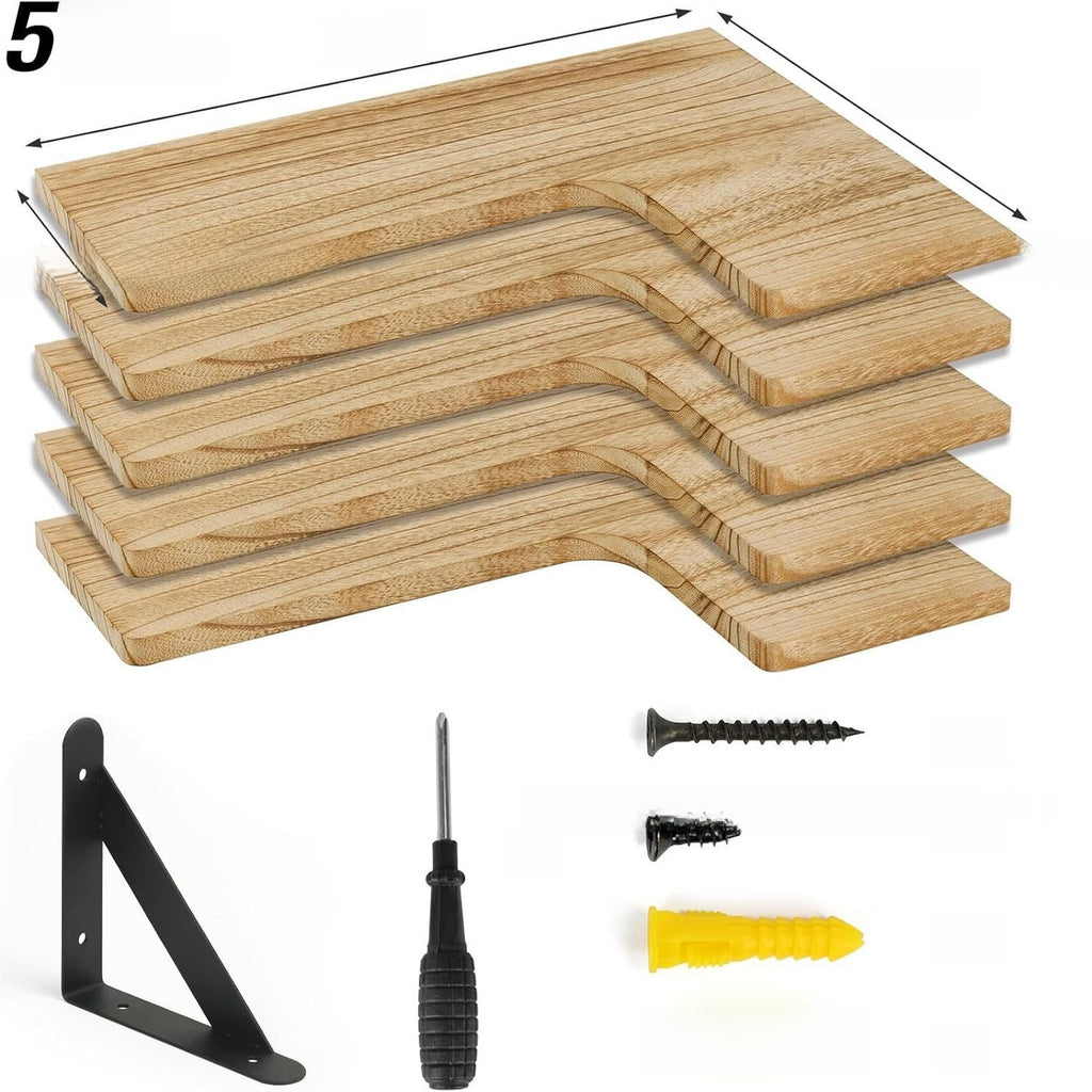 Floating Wood Shelf Wall Mounted Storage Rack