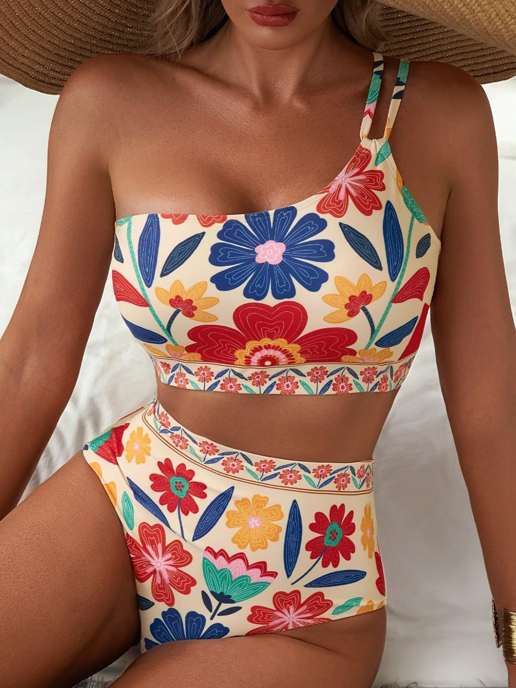 Women's Floral Print High-Waisted Bikini Set