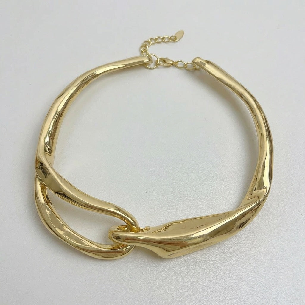 Geometric Metal Choker Necklace