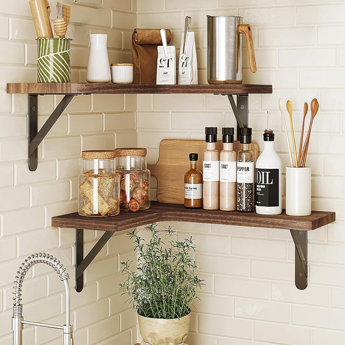Floating Wood Shelf Wall Mounted Storage Rack