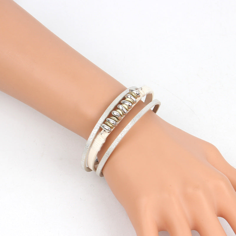 Multi-Layer Leather Bracelet Unisex Hand-Woven Geometric Jewelry