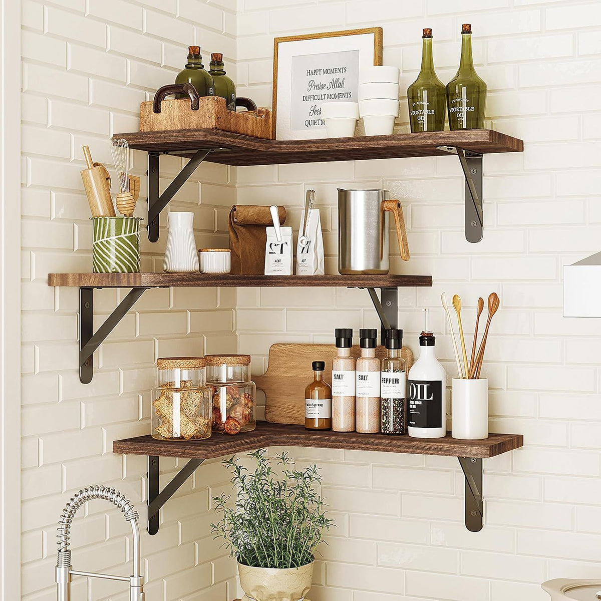 Floating Wood Shelf Wall Mounted Storage Rack