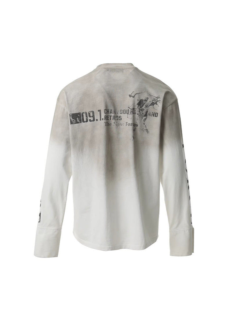 Retro Distressed Long Sleeve T-Shirt Unisex Streetwear