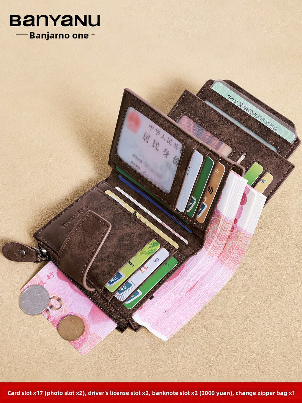 Mens Genuine Leather RFID Blocking Wallet