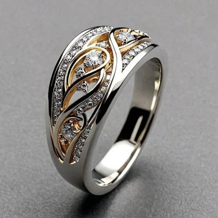 Light Luxury Fashion Palace-Style Patterned Zircon Ring