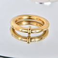 Stainless Steel Rhinestone Geometric Ring